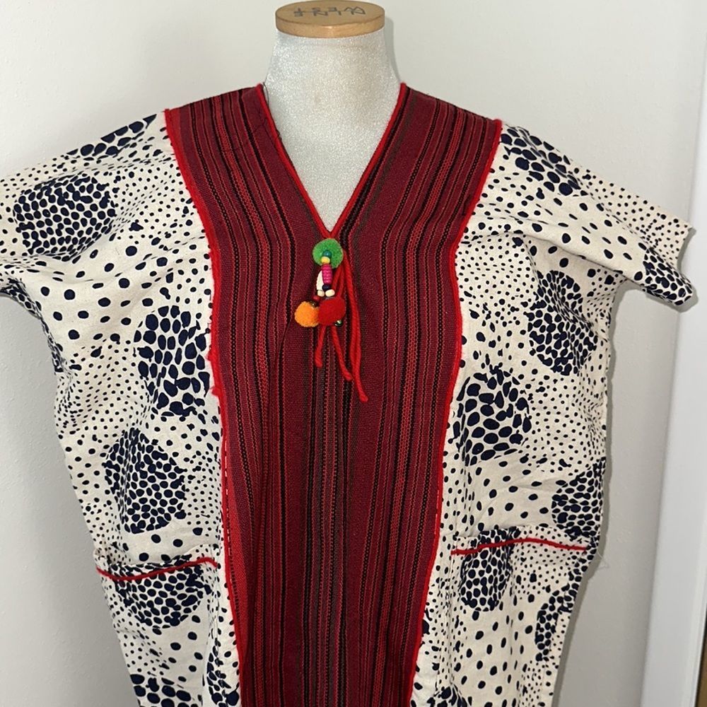 Navy red tassel kaftan ceremonial medium m anthropologie